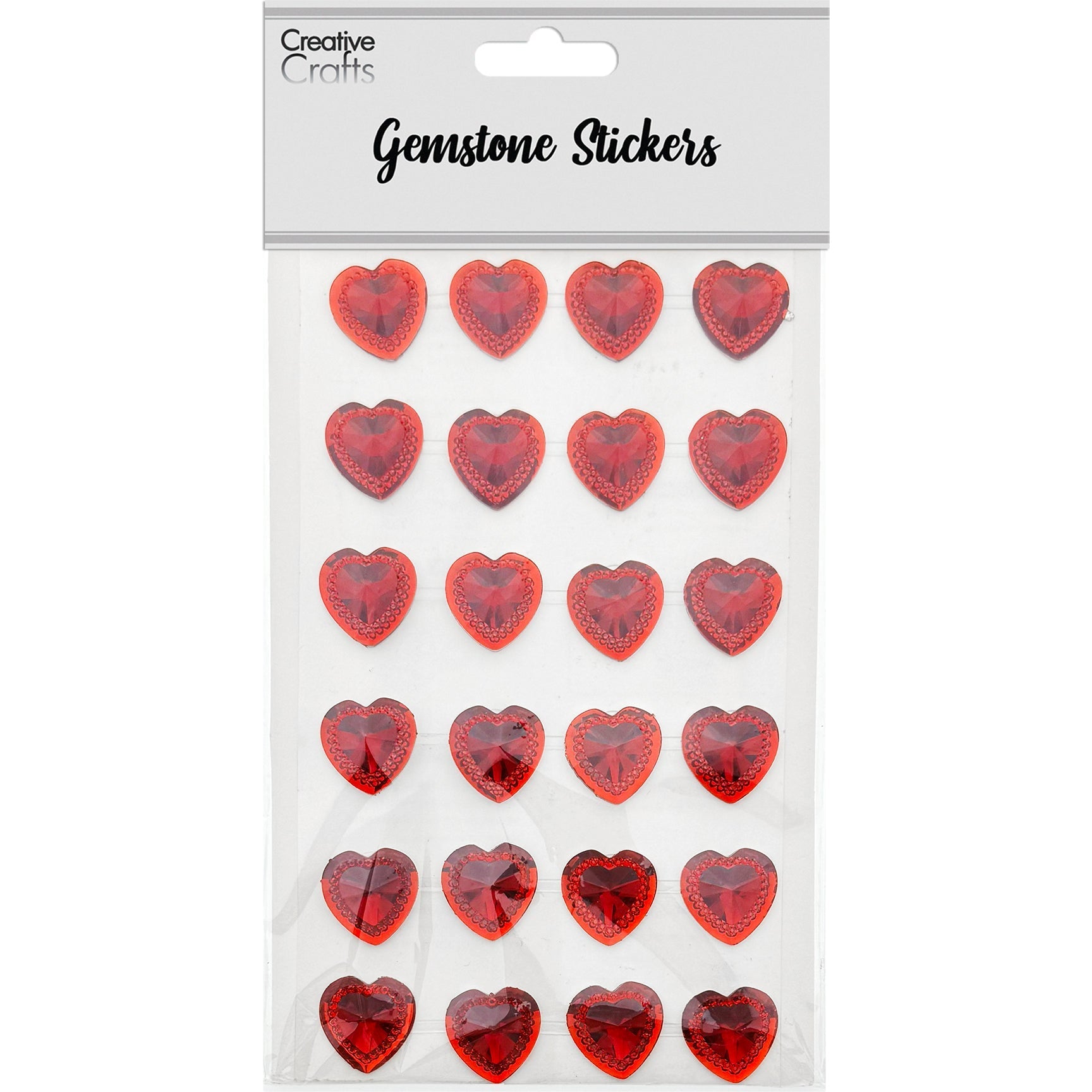 GEM STICKERS HEART 18MM RED