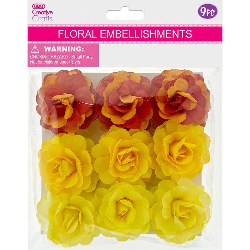 FLORAL EMBELLISHMENTS ROSE 9PC AMBER