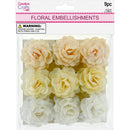 FLORAL EMBELLISHMENTS ROSE 9PC WHITE