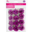 FLORAL EMBELLISHMENTS ROSE 12PC PINK