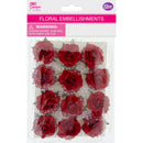 FLORAL EMBELLISHMENTS ROSE 12PC RED