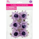 CLOTHESPINS ROSE 6PC LAVENDER