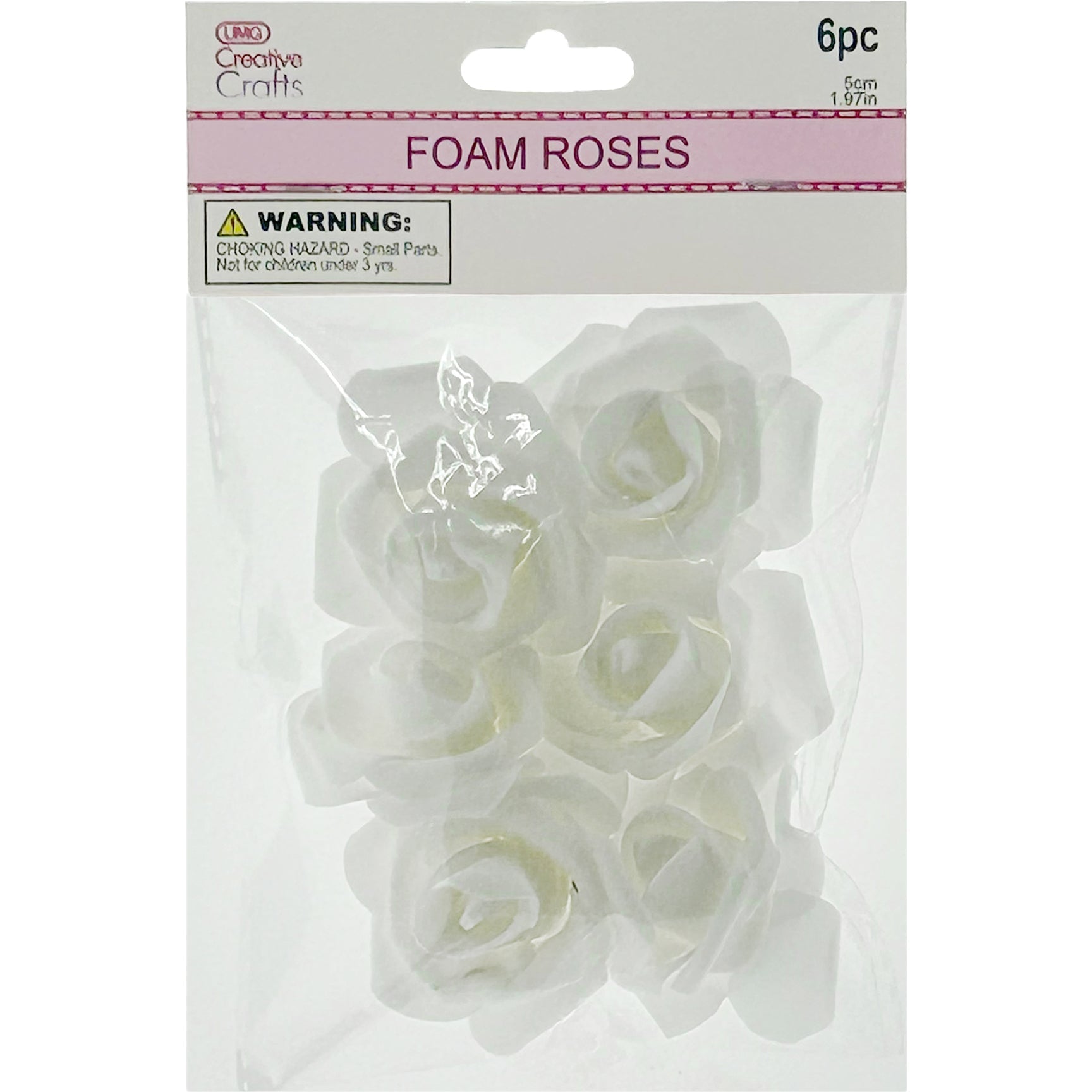 FLOWER EMBELLISHMENTS 6PC 5CM WHITE