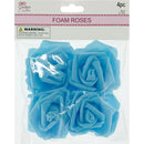 FLOWER EMBELLISHMENTS 4PC 8CM LIGHT BLUE