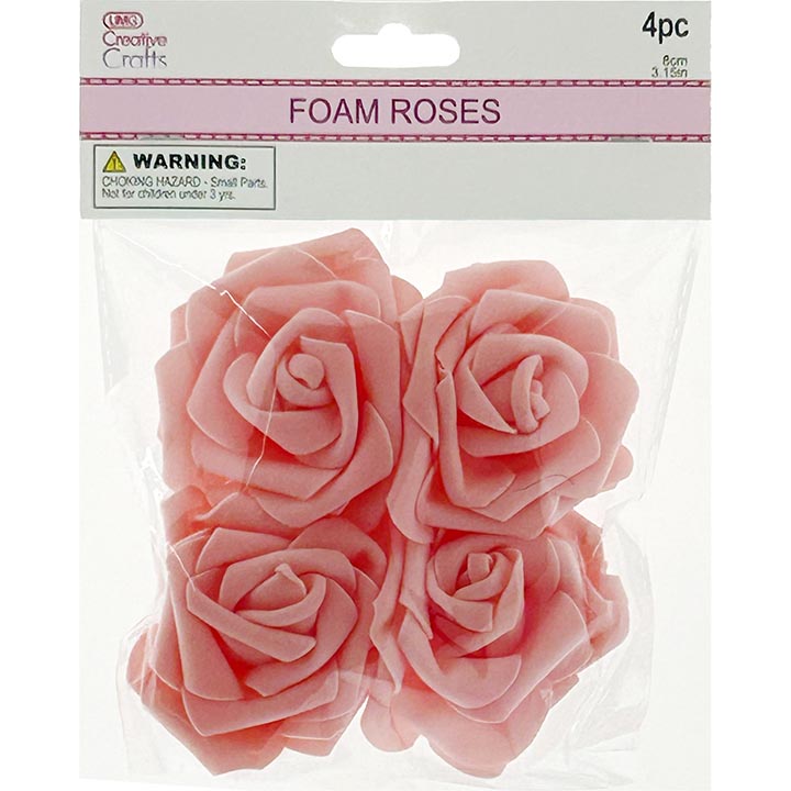 FLOWER EMBELLISHMENTS 4PC 8CM PEACH