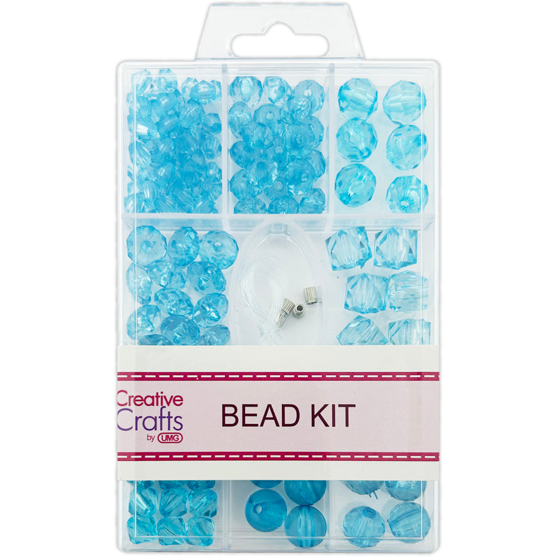 BEAD BOX W/ STRING CLEAR BLUE