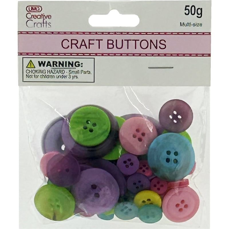 CRAFT BUTTONS ASSORTED MIX PASTEL COL