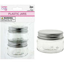 CRAFT STORAGE 5X3CM 2PK PLASTIC JAR W/ SILVER LID