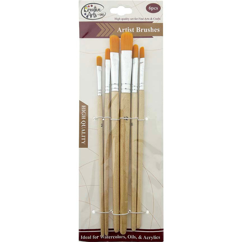 BRUSH SET WOOD HANDLE 6 PCS FILBERT