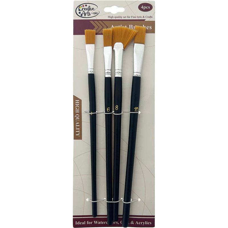 BRUSH SET WOOD HANDLE 4 PCS MIXED TIP