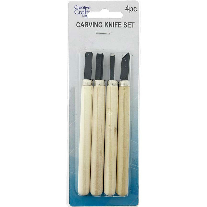 WOOD CARVING SET WOOD HANDLE 4 PCS