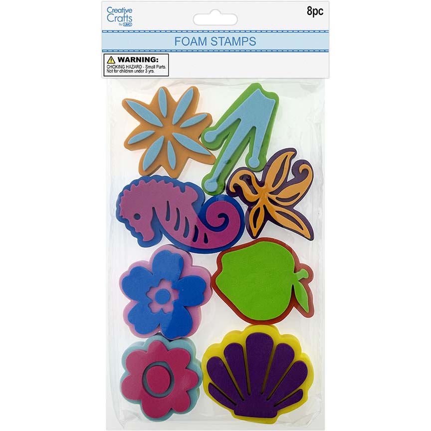 FOAM STAMPS 8 PC SHAPES 3 ASSTD