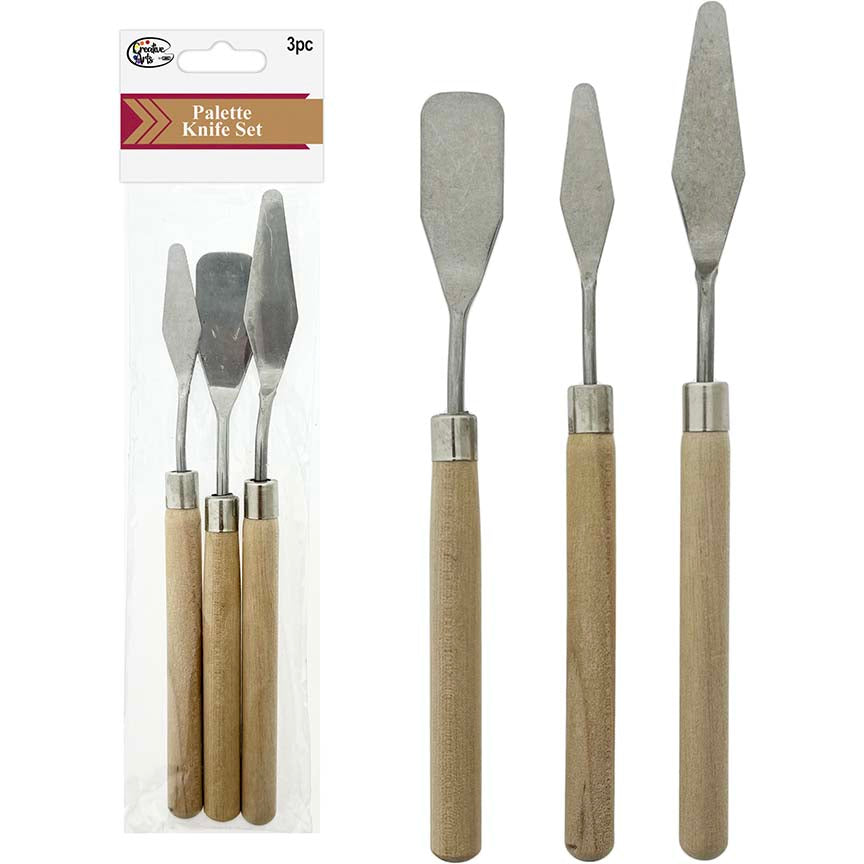 PALETTE KNIFE SET WOOD HANDLE 3 PC ASSTD