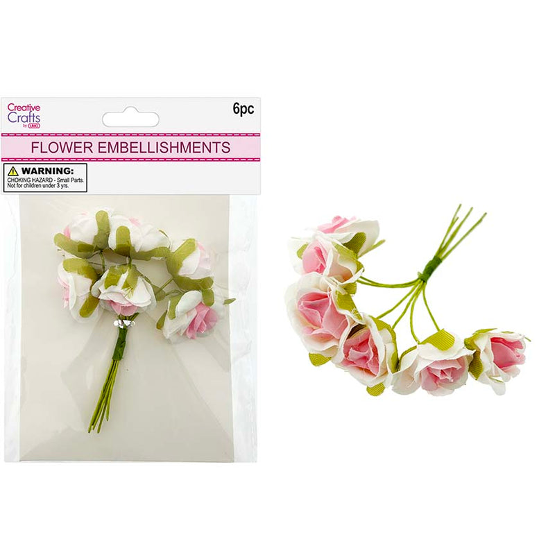 ROSE FLOWER BUNDLE 6PC PINK & WHITE