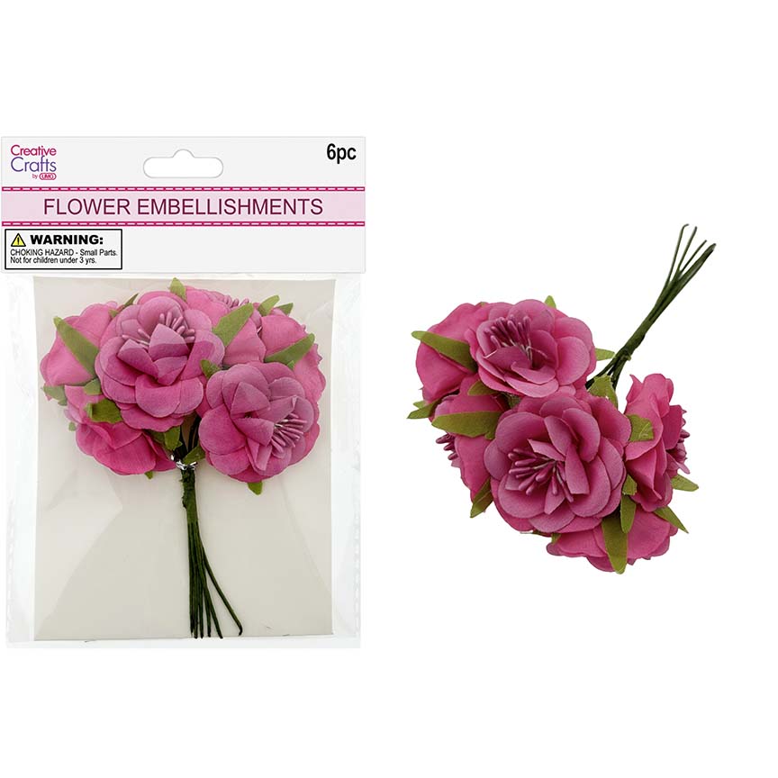 ROSE FLOWER BUNDLE 6PC HOT PINK