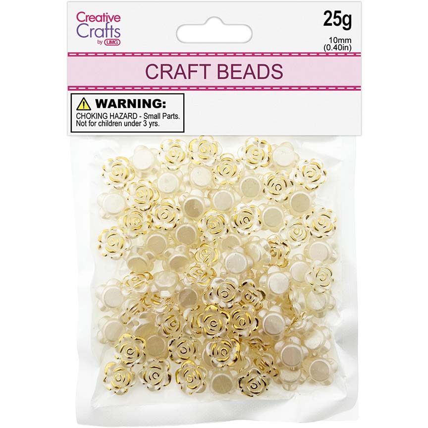 CRAFT BEADS ROSE 12MM 25G IVORY