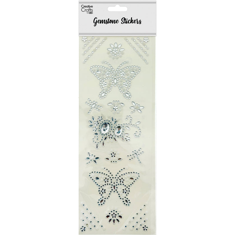 GEM STICKERS BUTTERFLY MIX WHITE