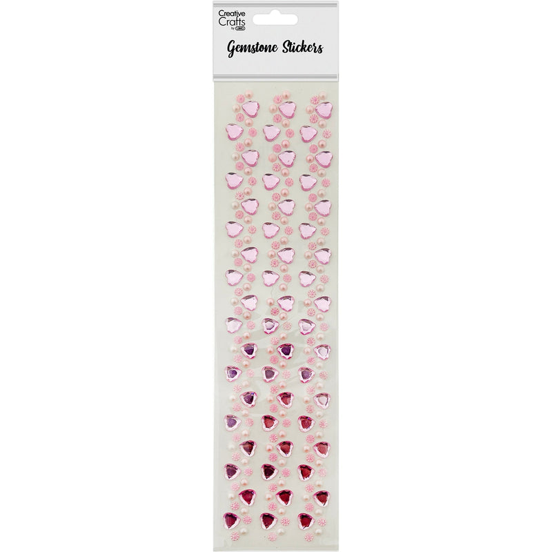 GEM STICKERS STRIP HEART PINK 3PC