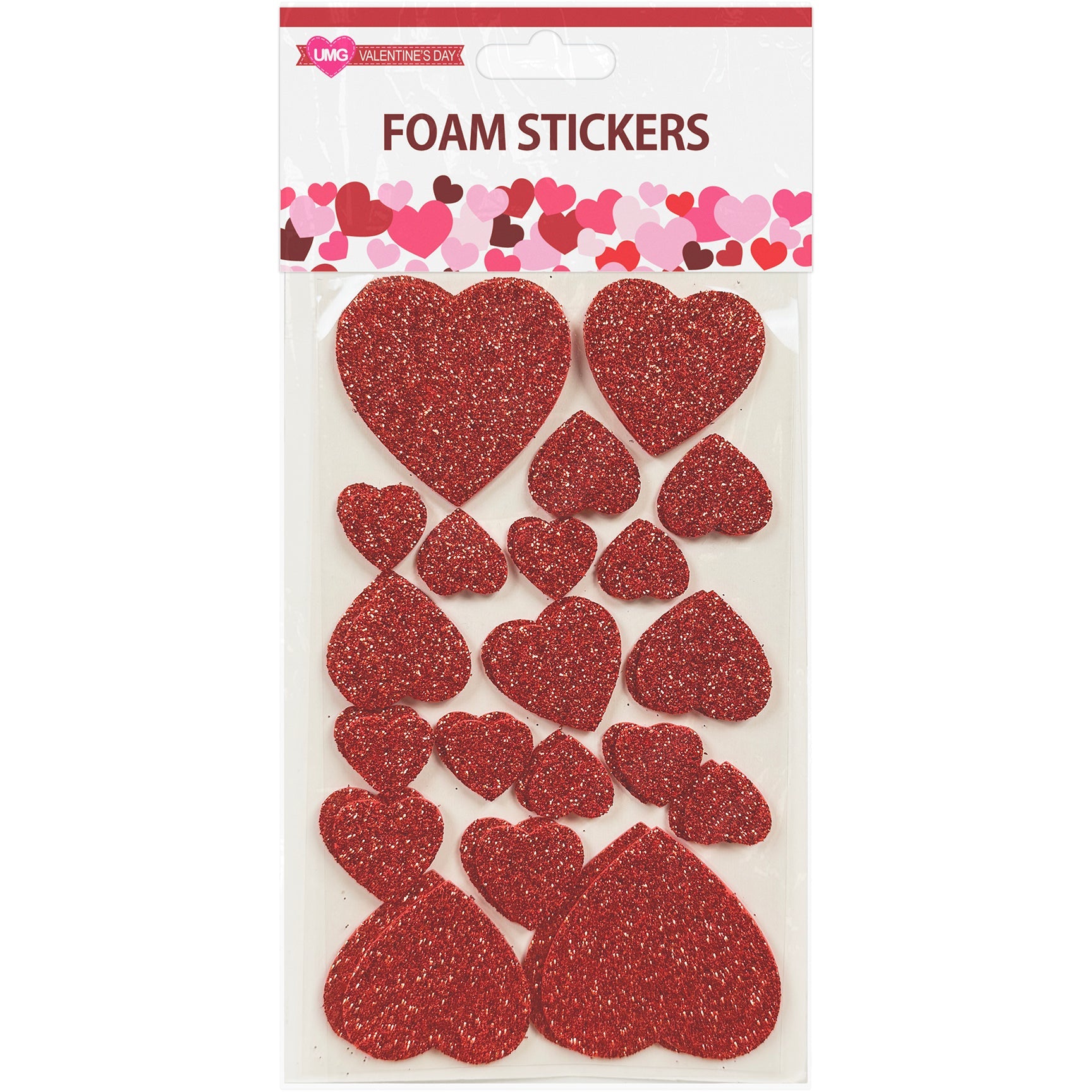 HEART FOAM STICKERS RED 2 PCS