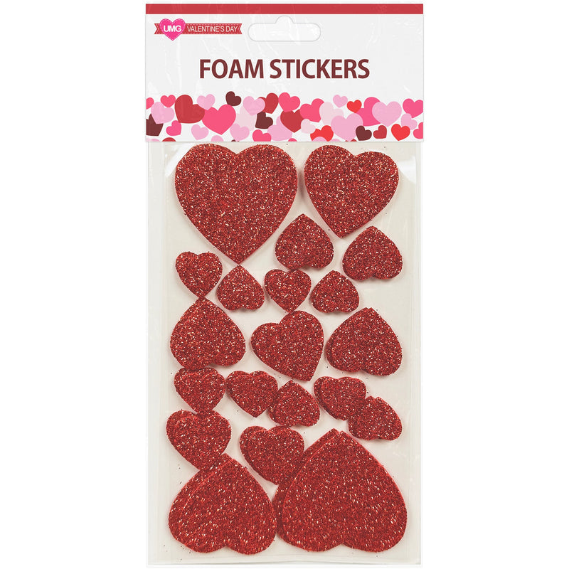 HEART FOAM STICKERS RED 2 PCS