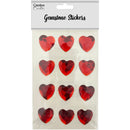 GEM STICKERS HEART RED 2.5CM 12PC