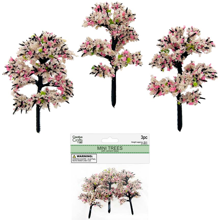 CHERRY BLOSSOM TREES 6CM 3PC WHITE