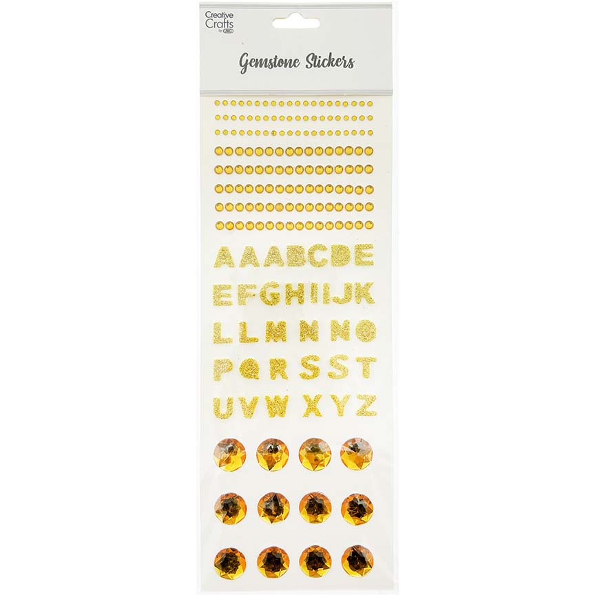GEM STICKERS MIX SHAPE LETTERS GOLD