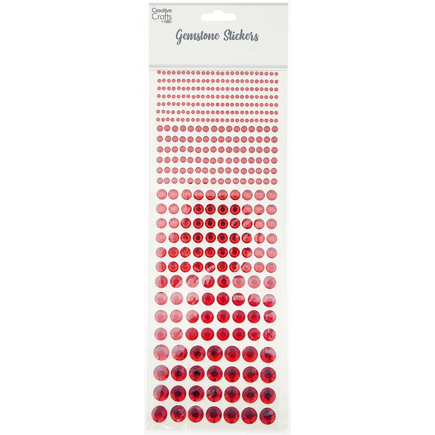 GEM RHINESTONE STICKER MIX SIZE RED