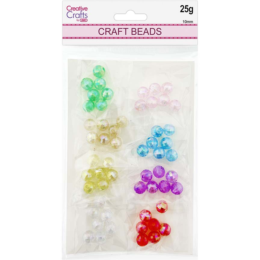 ACRYLIC ROUND BEAD ASTD COL 8PK
