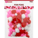 CRAFT POM-POMS MIXED COLORS 100PCS