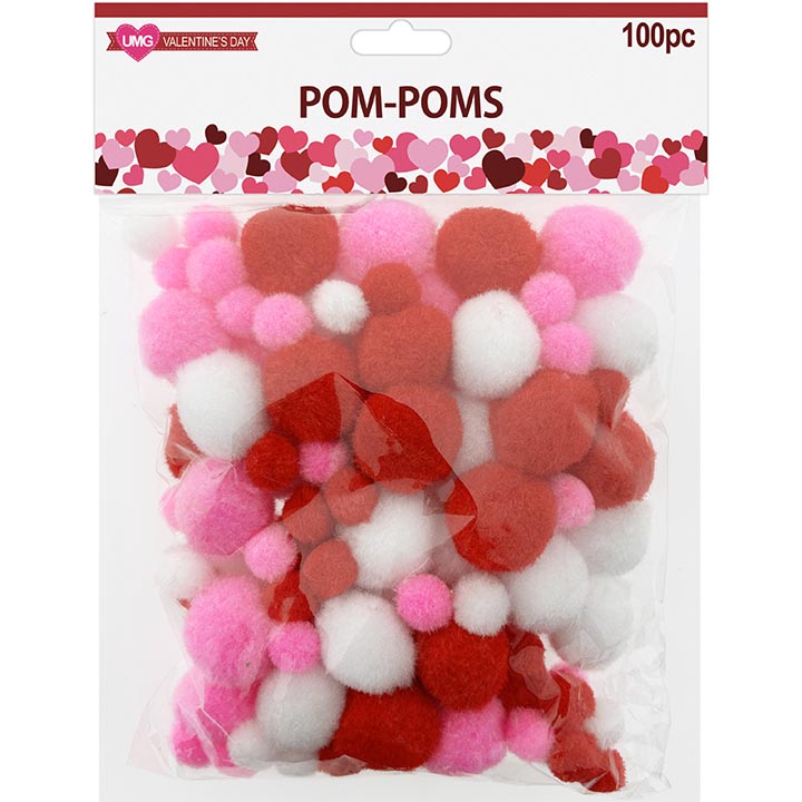 CRAFT POM-POMS MIXED COLORS 100PCS