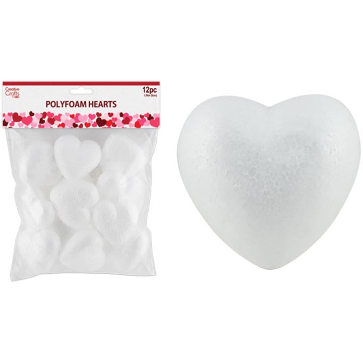 CRAFT POLYFOAM HEART 12PC 2in (5.08cm)