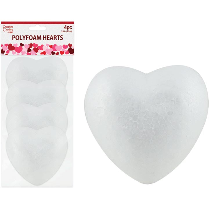 CRAFT POLYFOAM HEART 4PC 3.35in (8.5cm)