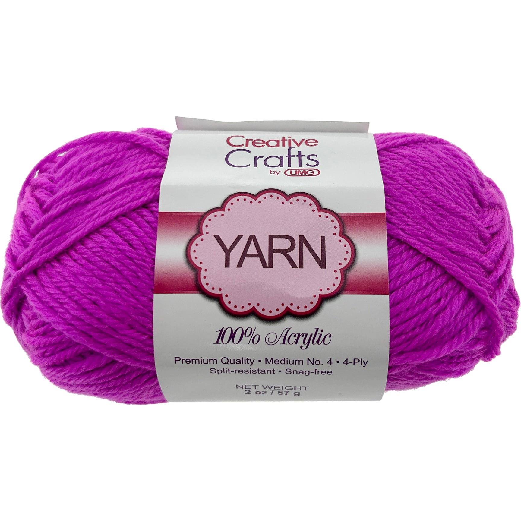 YARN, ACRYLIC (FUCHSIA PINK) 2OZ #4 MD 4-STRAND