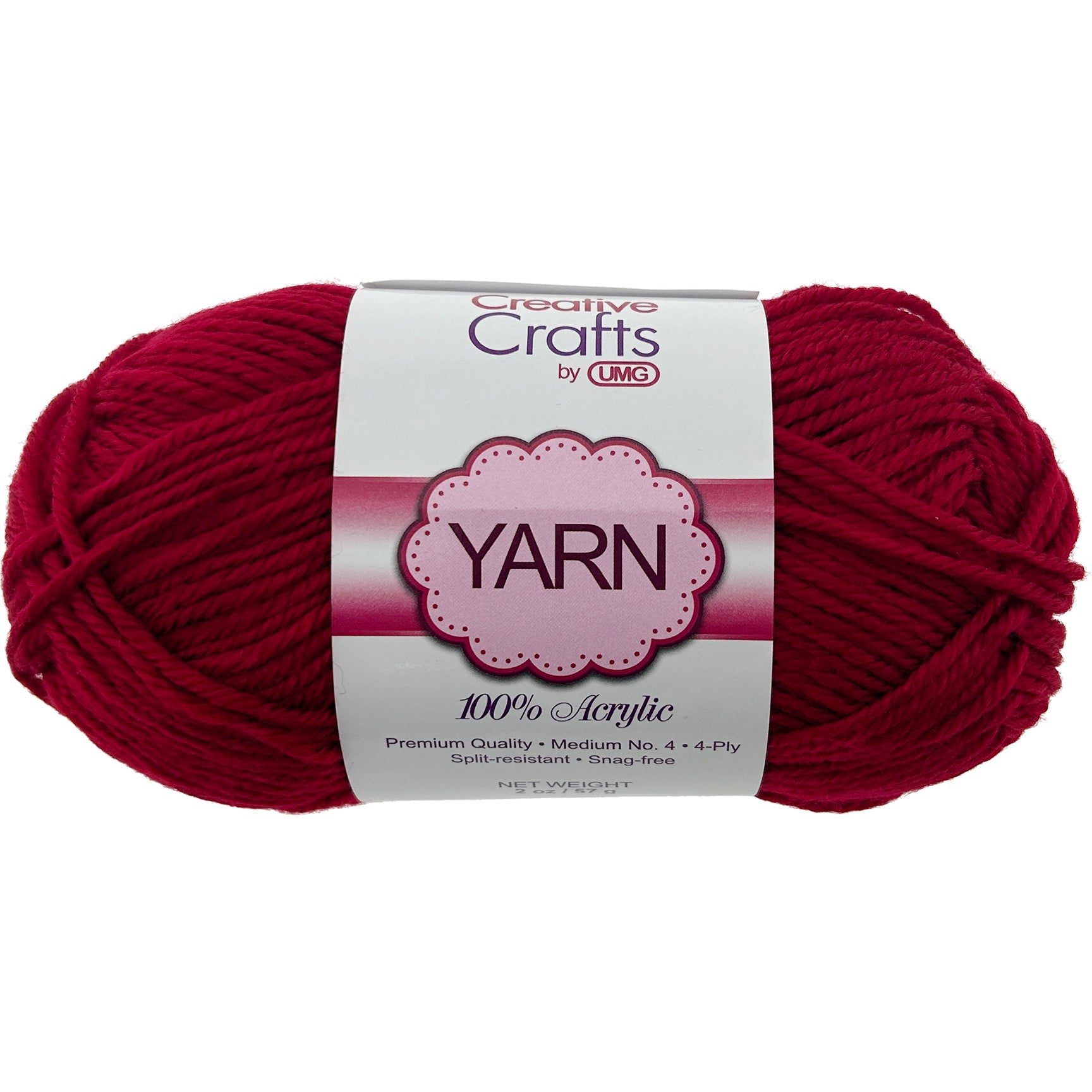 YARN, ACRYLIC (CRIMSON) 2OZ #4 MD 4-STRAND