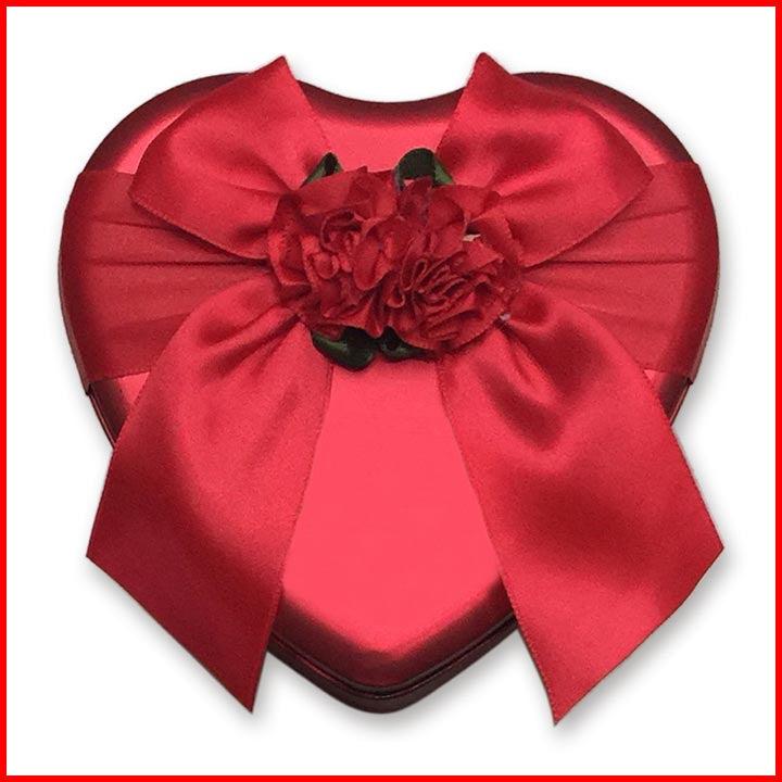 HEART TIN CAN W/ RIBBON LG 11.5x12x4.5CM