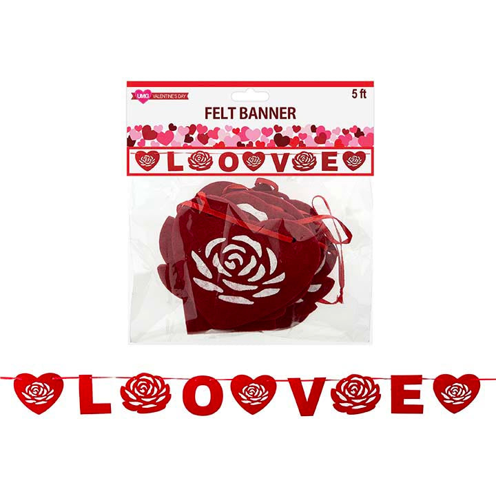 PARTY BANNER FELT 9PC 3.54in(9cm)x5ft(180cm)