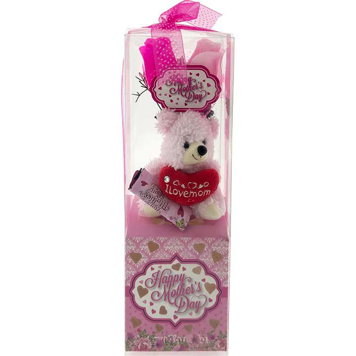 BEAR GIFT BOX W/ I LOVE MOM HEART
