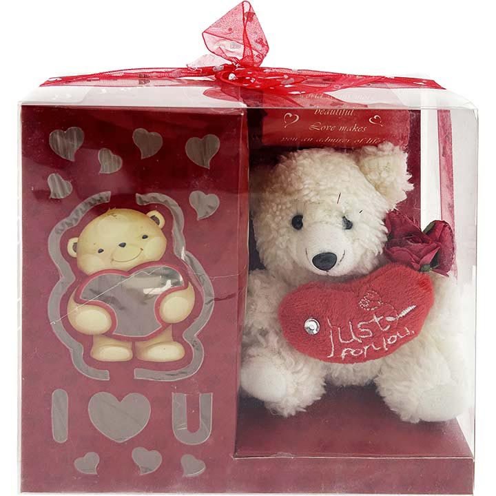 GIFT BEAR IN A BOX HEART (W/ LIGHT)