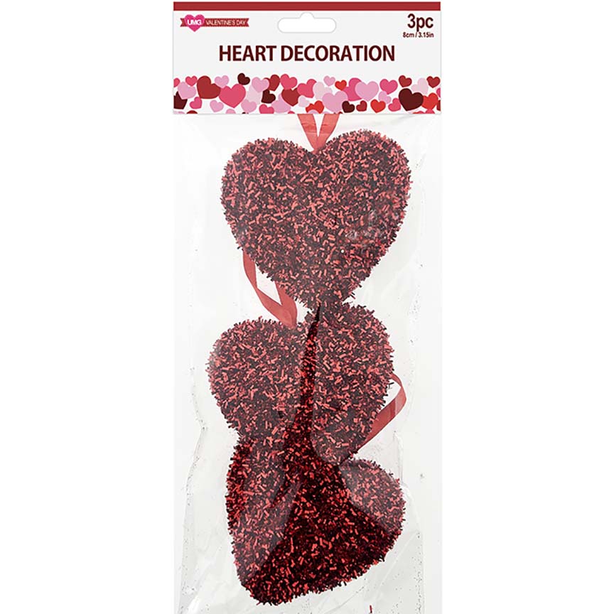 HEART GLITTER FOAM 3PC 8CM