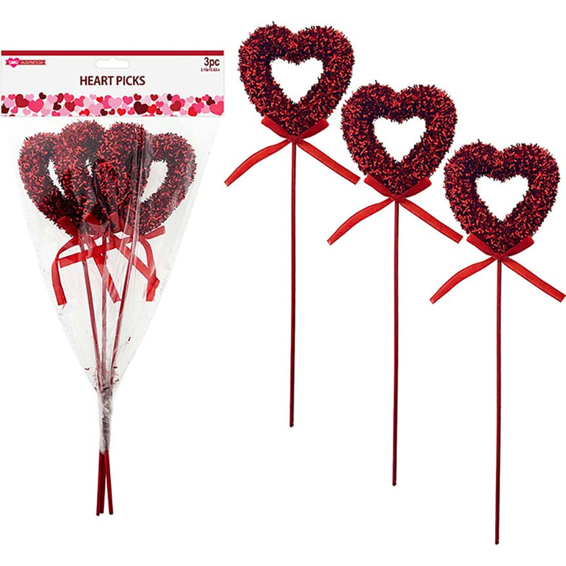 OPEN-HEART PICK GLITTER 3PC SET 27CM