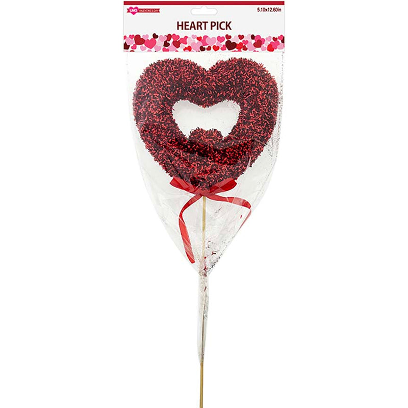 OPEN-HEART PICK TINSEL W/ BOW 32CM