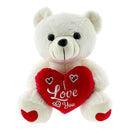 TEDDY BEAR W/ HEART 33CM WHITE