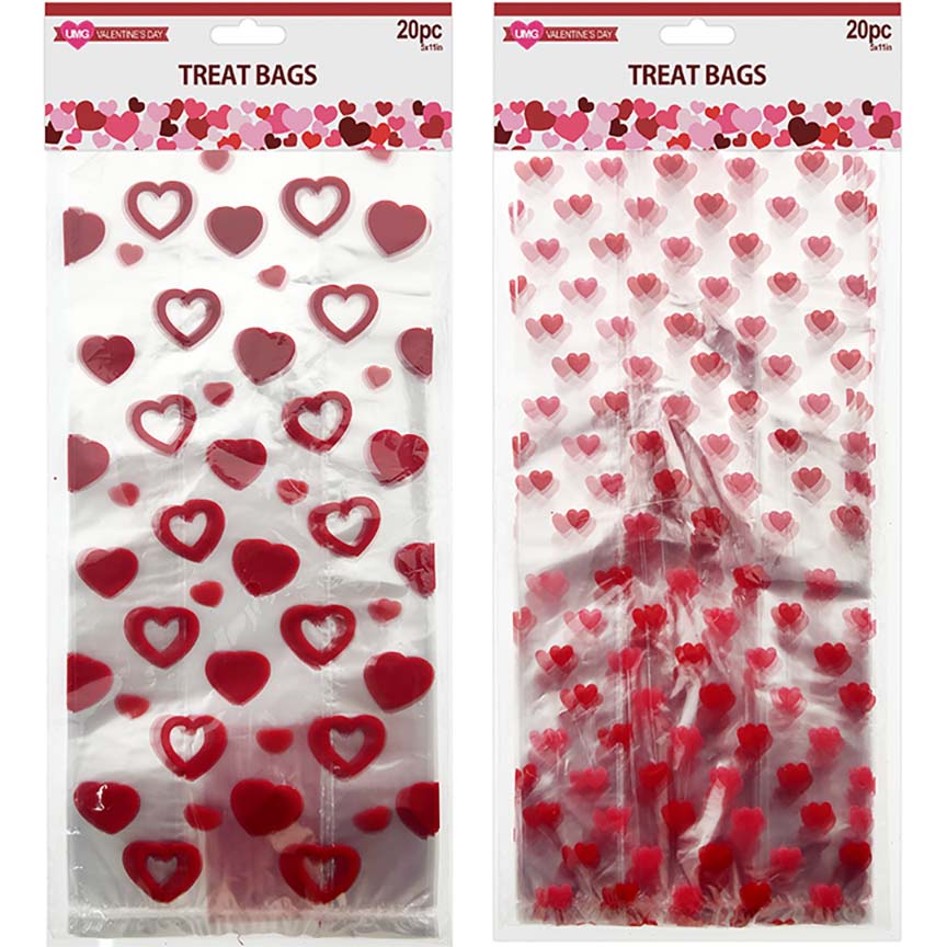 VALENTINE TREAT BAGS 5"X11" 2 ASSTD