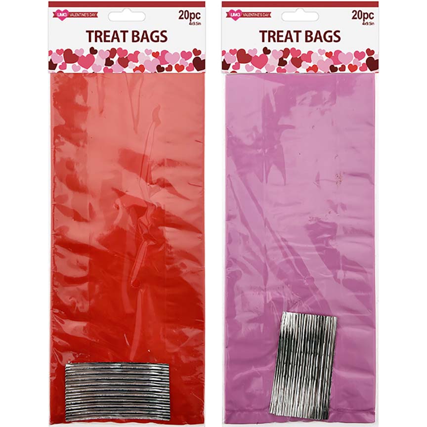 TREAT BAGS W/ TWISTS TIES 2 ASSTD 20PK