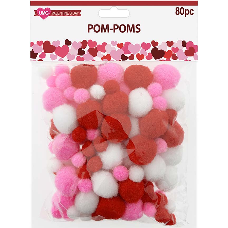 VALENTINE POMS POMS 100PCS MIXED COLORS