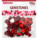 VALENTINE RHINESTONES HEARTS RED 1.5OZ