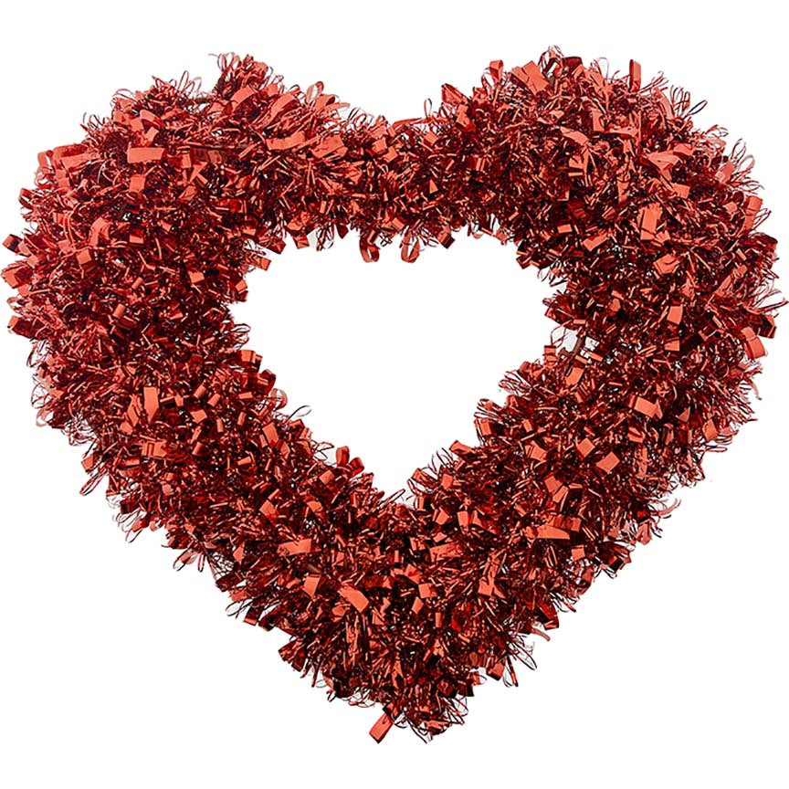 VALENTINE TINSEL HEART 34X34CM