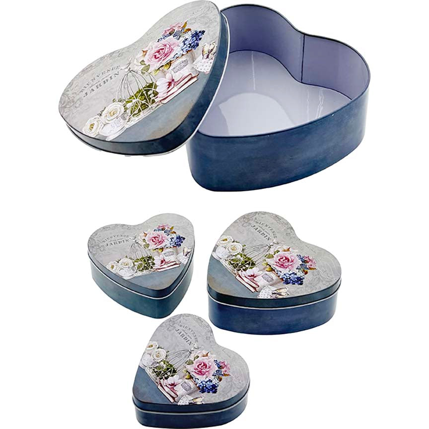 HEART SHAPE TINS 3 SIZE ASTD