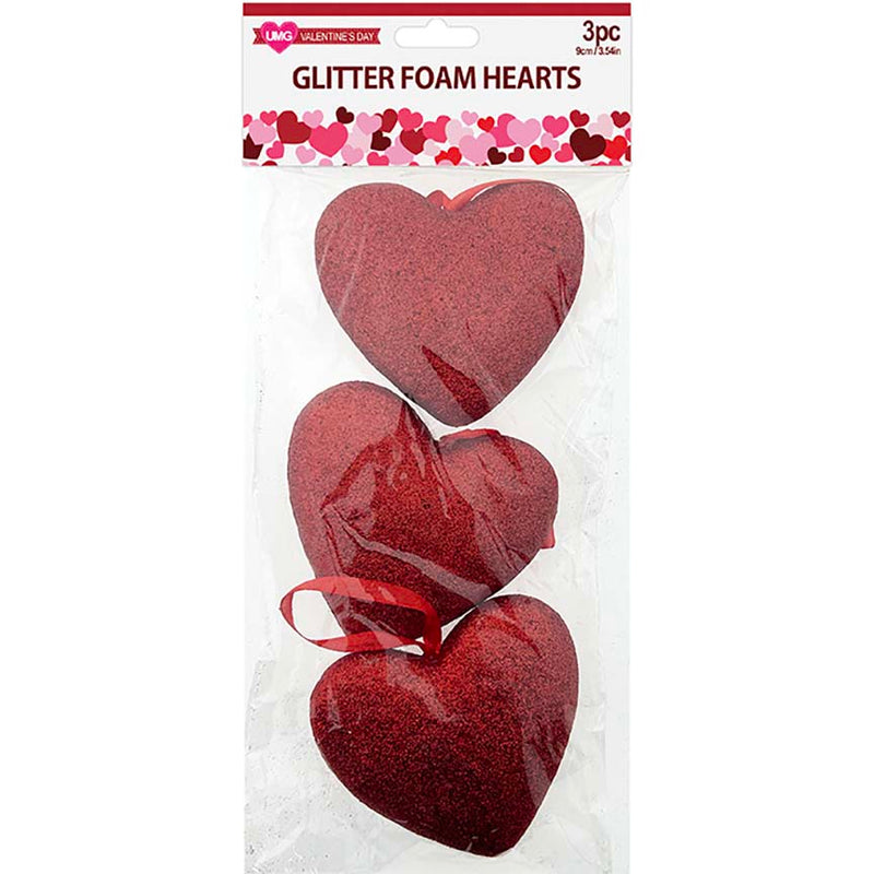 HEART DECOR 3PK 9CM